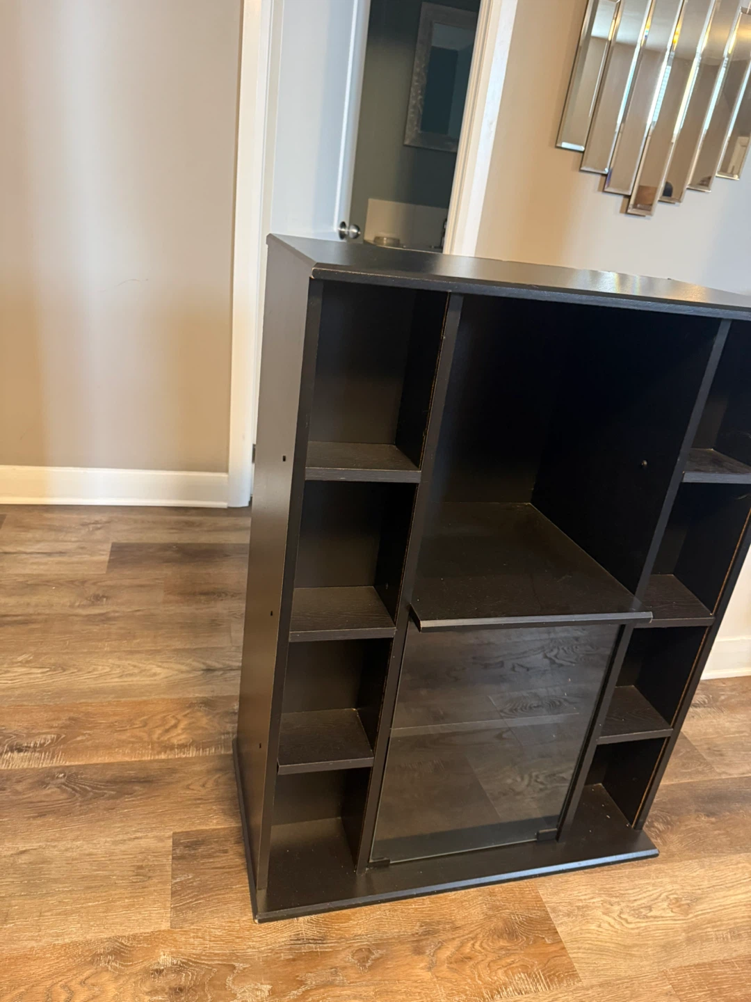 Black bookshelf with glass door - photo 3