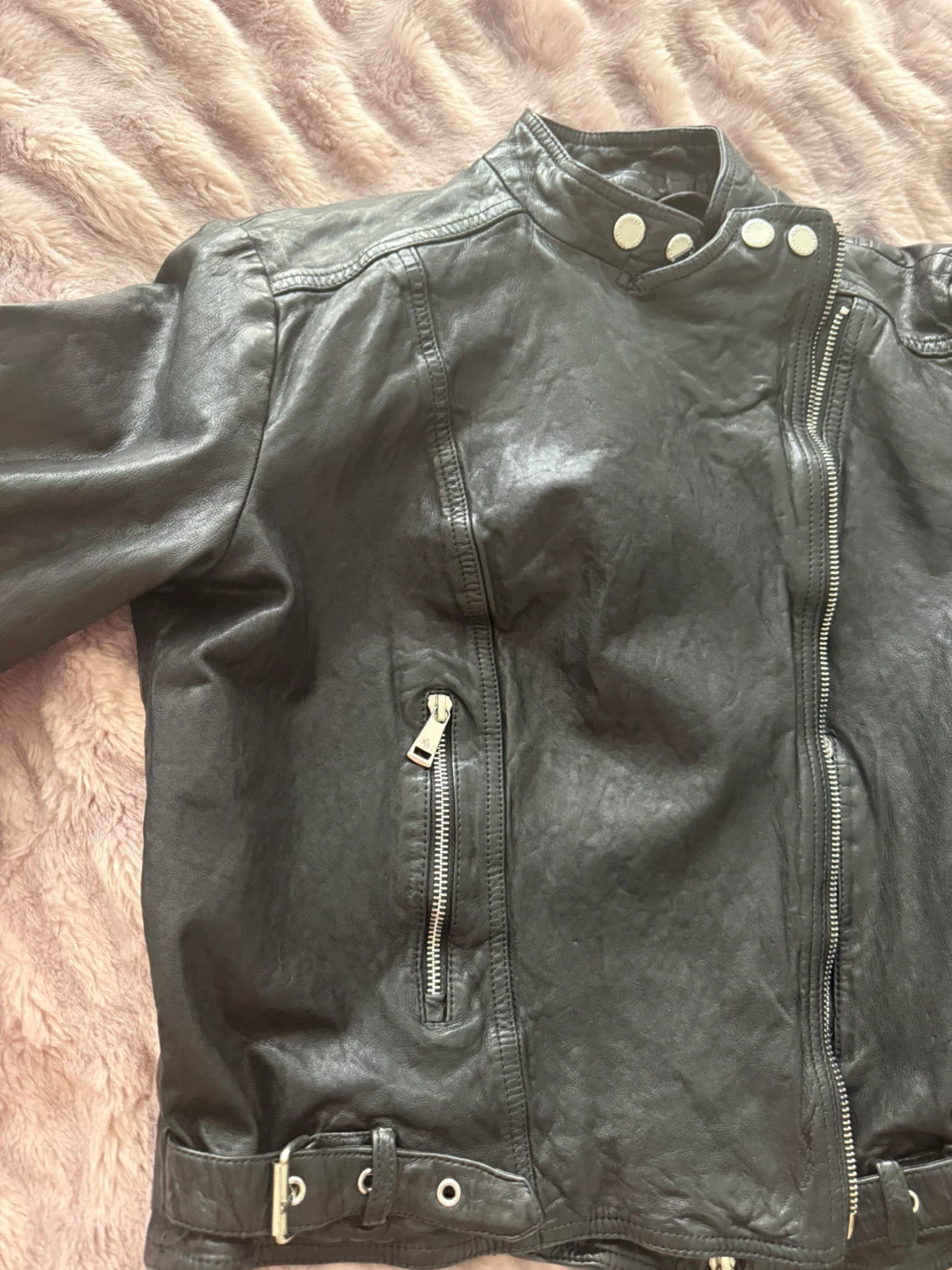Ralph Lauren Burnished Leather Moto Jacket – Size 4 – Brand New - photo 2