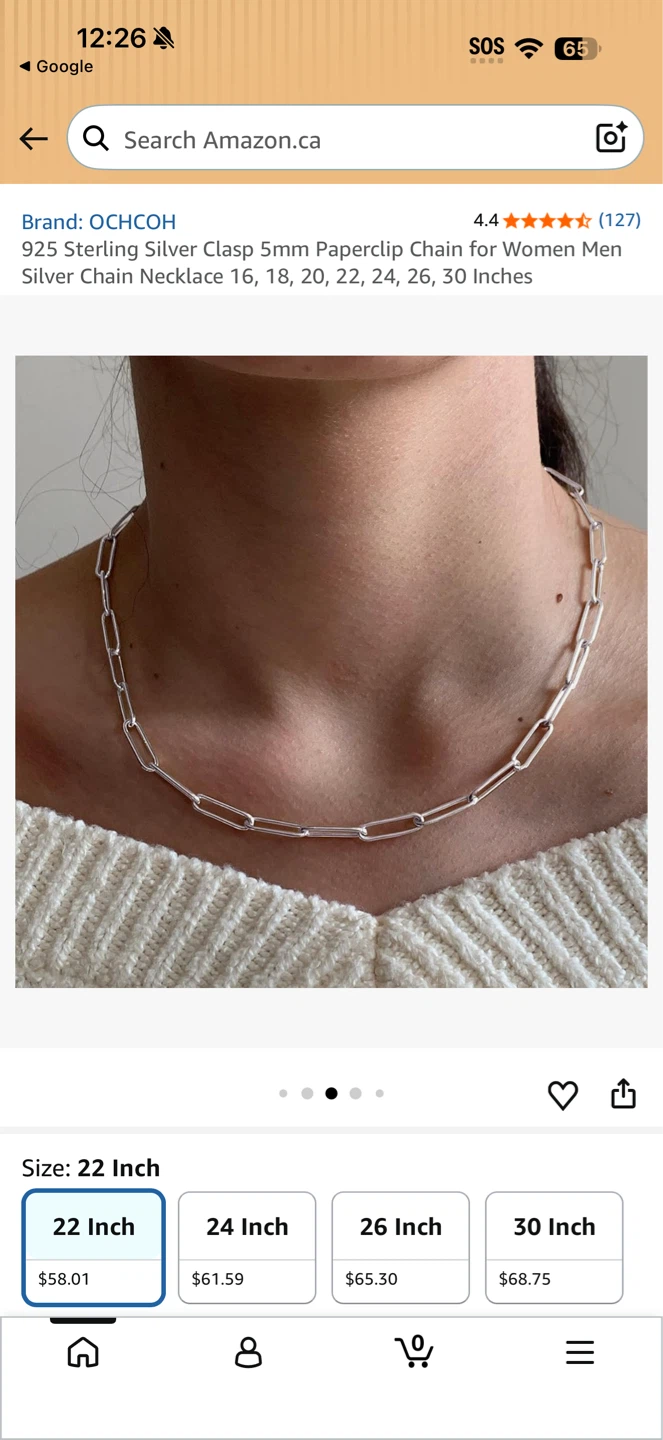 Sterling Silver 5mm Paperclip Chain Necklace - 22 Inch - photo 4