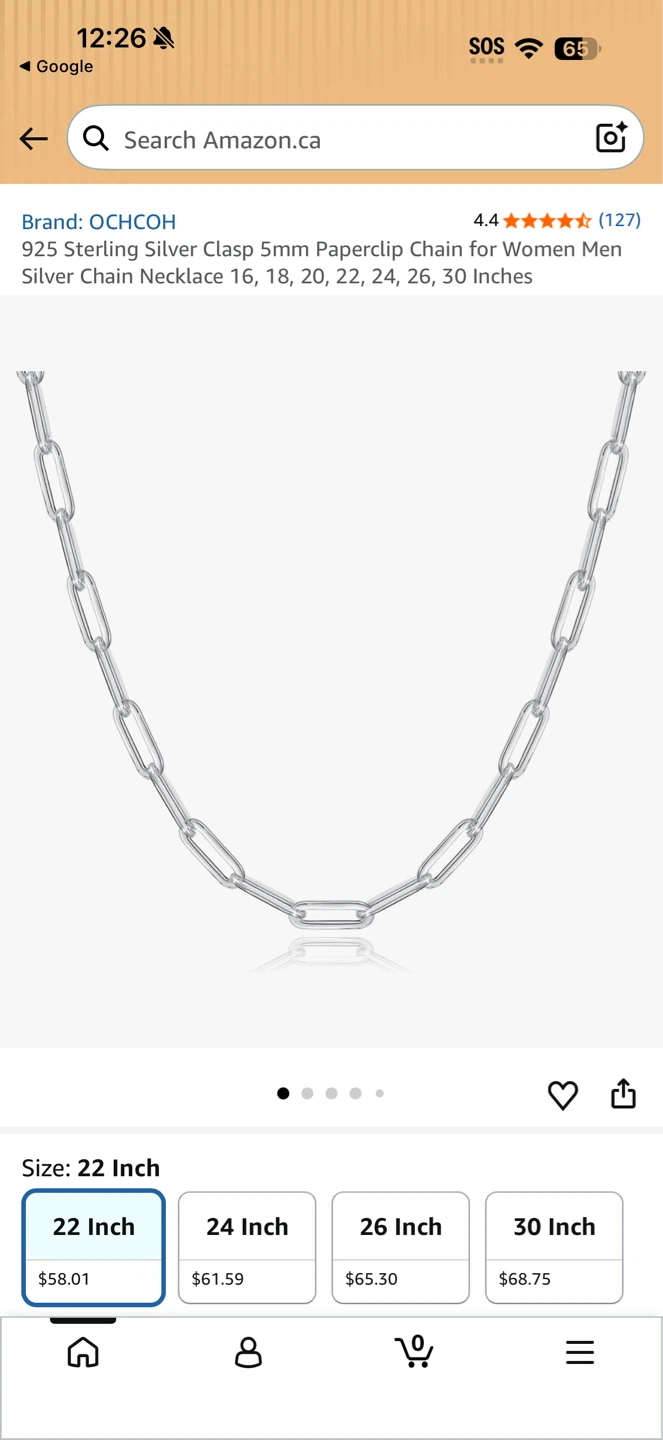 Sterling Silver 5mm Paperclip Chain Necklace - 22 Inch