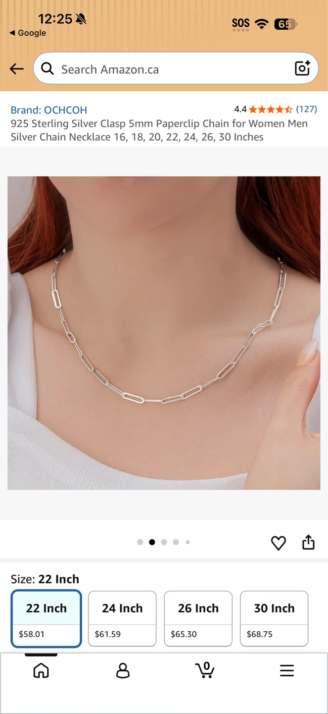 Sterling Silver 5mm Paperclip Chain Necklace - 22 Inch - photo 2