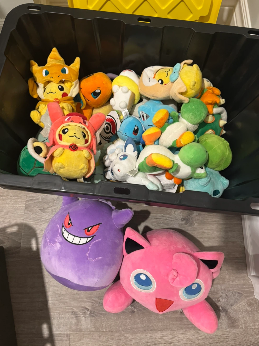 Bin full of Pokemon plushies