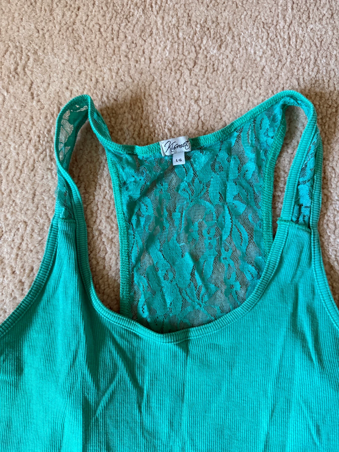 Kismet Green  Lace Back Tank Top L/G - photo 2