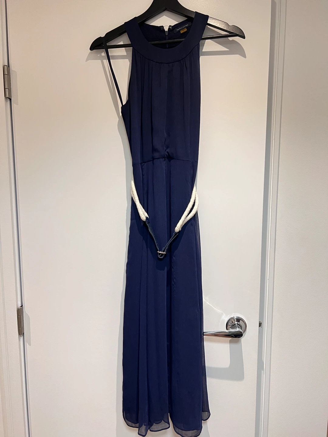 Tommy Hilfiger Navy Maxi Dress with Rope Belt - Size Medium