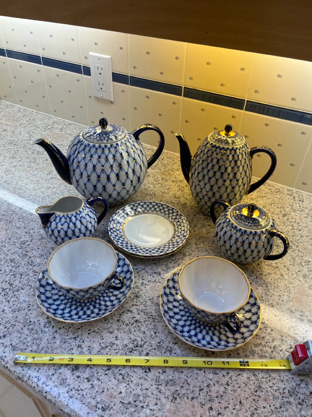 Imperial Porcelain "Cobalt Net" Tea Set - photo 3