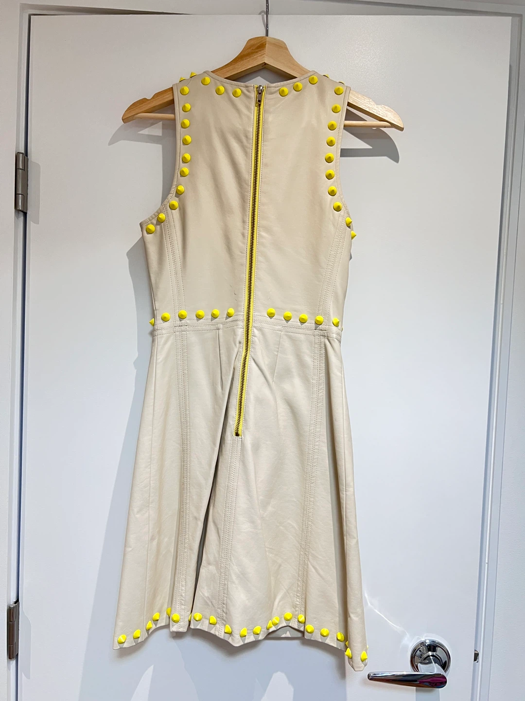 Bebe Beige & Yellow Studded Sleeveless Mini Dress - photo 2