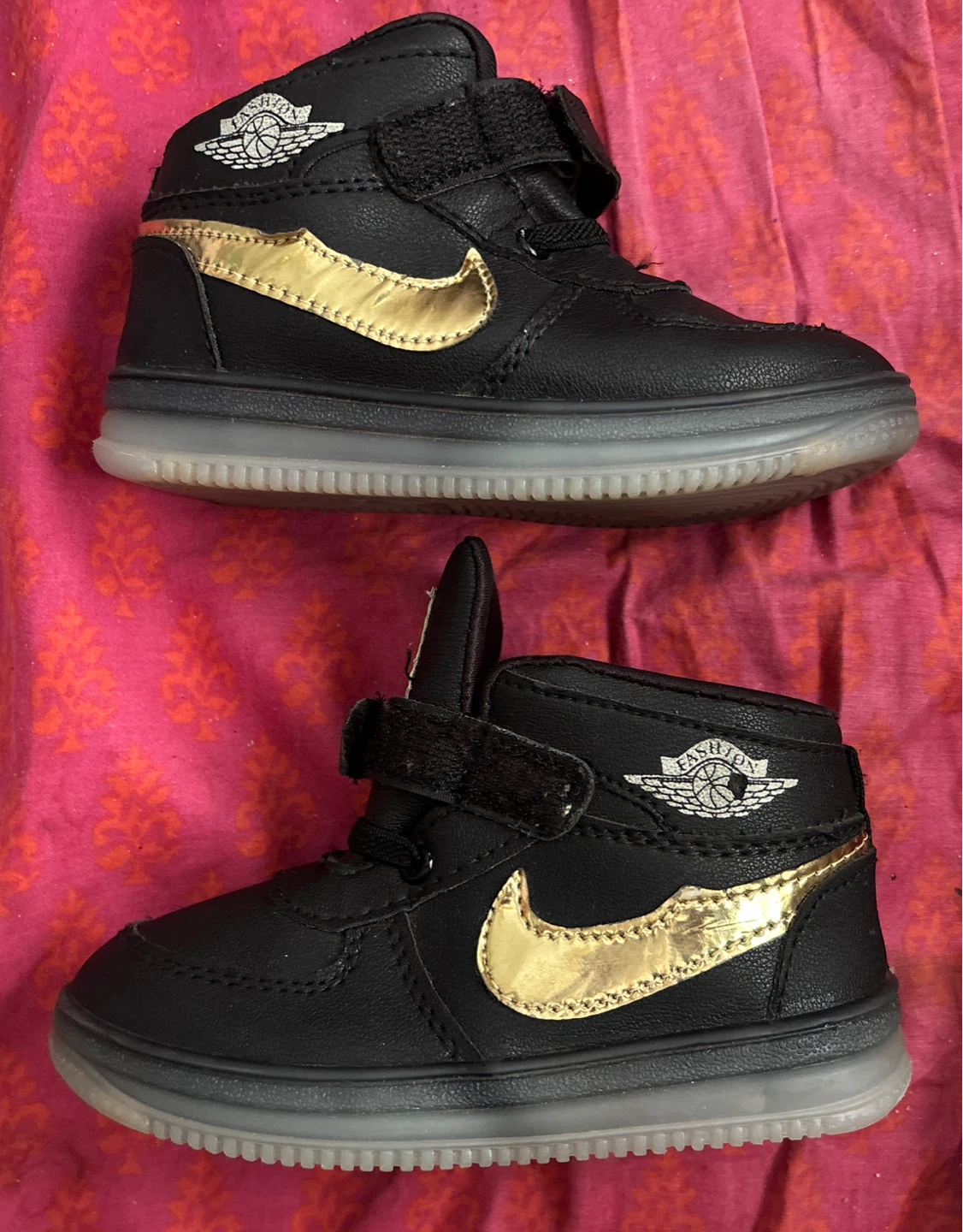 Kids Black & Gold "Fashion" High-Top Sneakers - Size 10