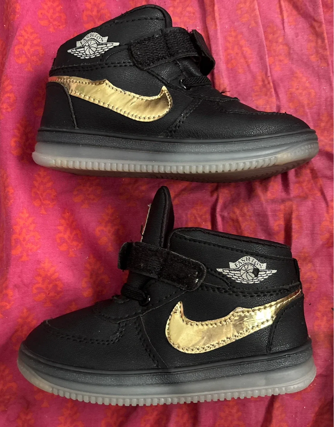 Kids Black & Gold "Fashion" High-Top Sneakers - Size 10