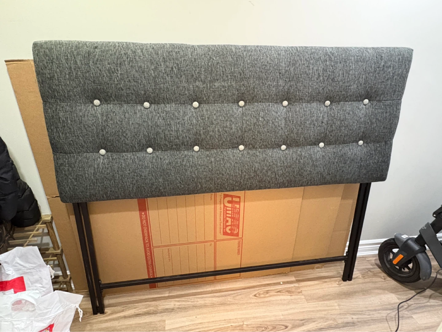 Full Bed Frame with Dark Grey Headboard - photo 3