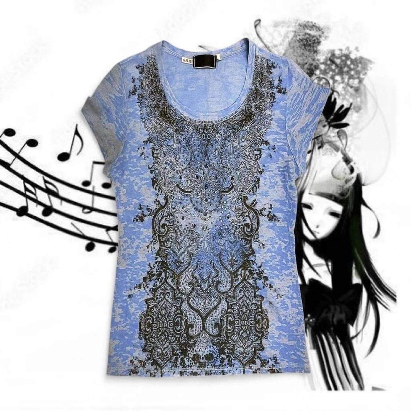 pinterest vintage y2k rhinestone top - photo 5