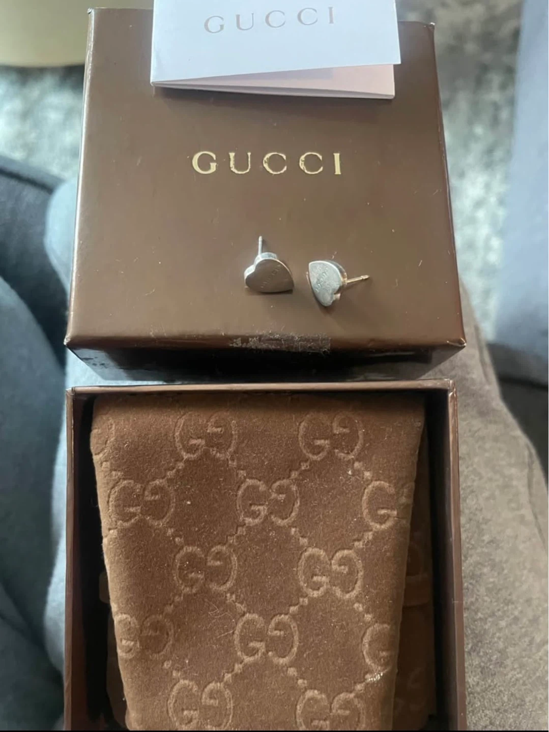 Gucci Heart Stud Earrings Silver