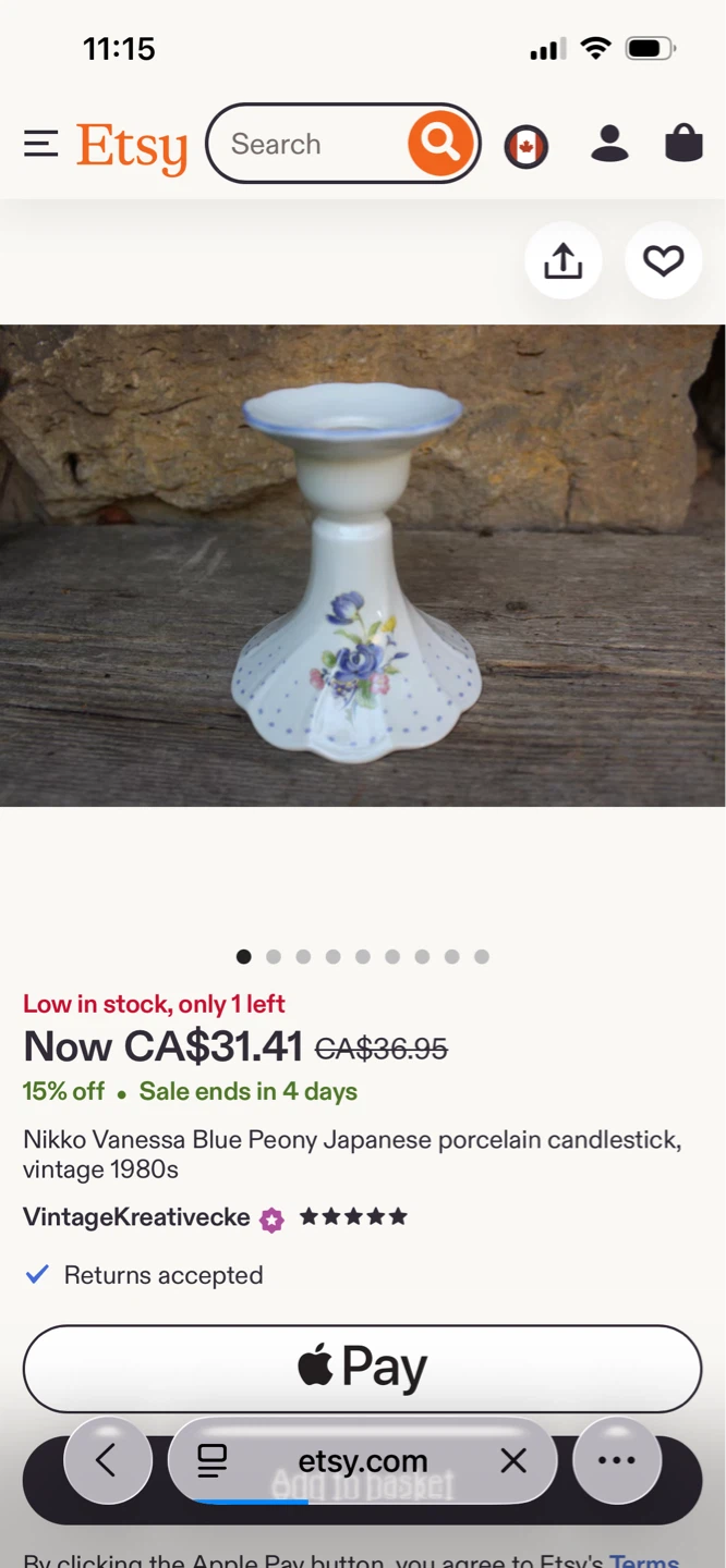 Vintage Nikko Vanesso Blue Peony Candlesticks - Vintage 1980s - photo 4