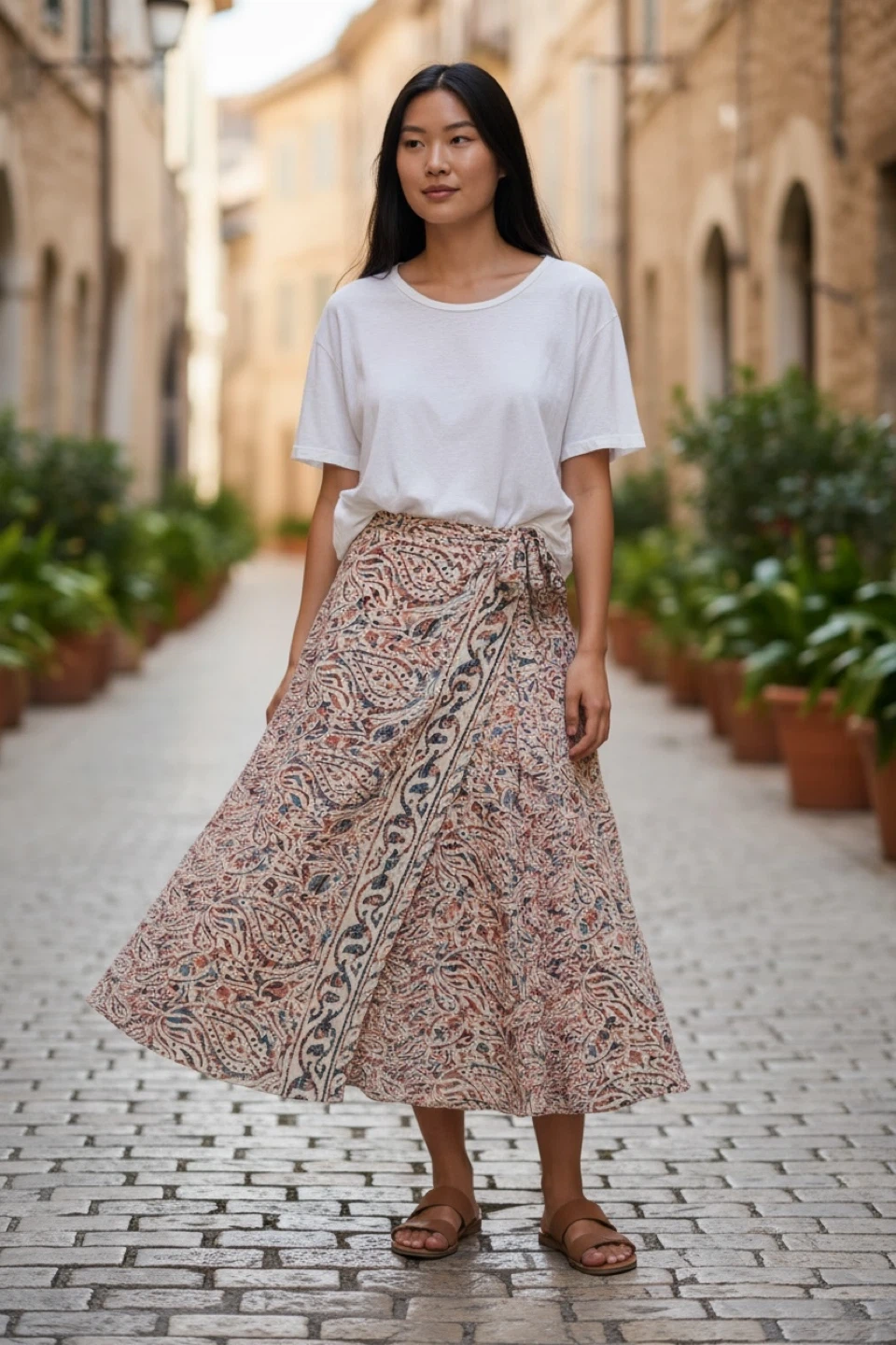Bohemian silk Wrap Skirt