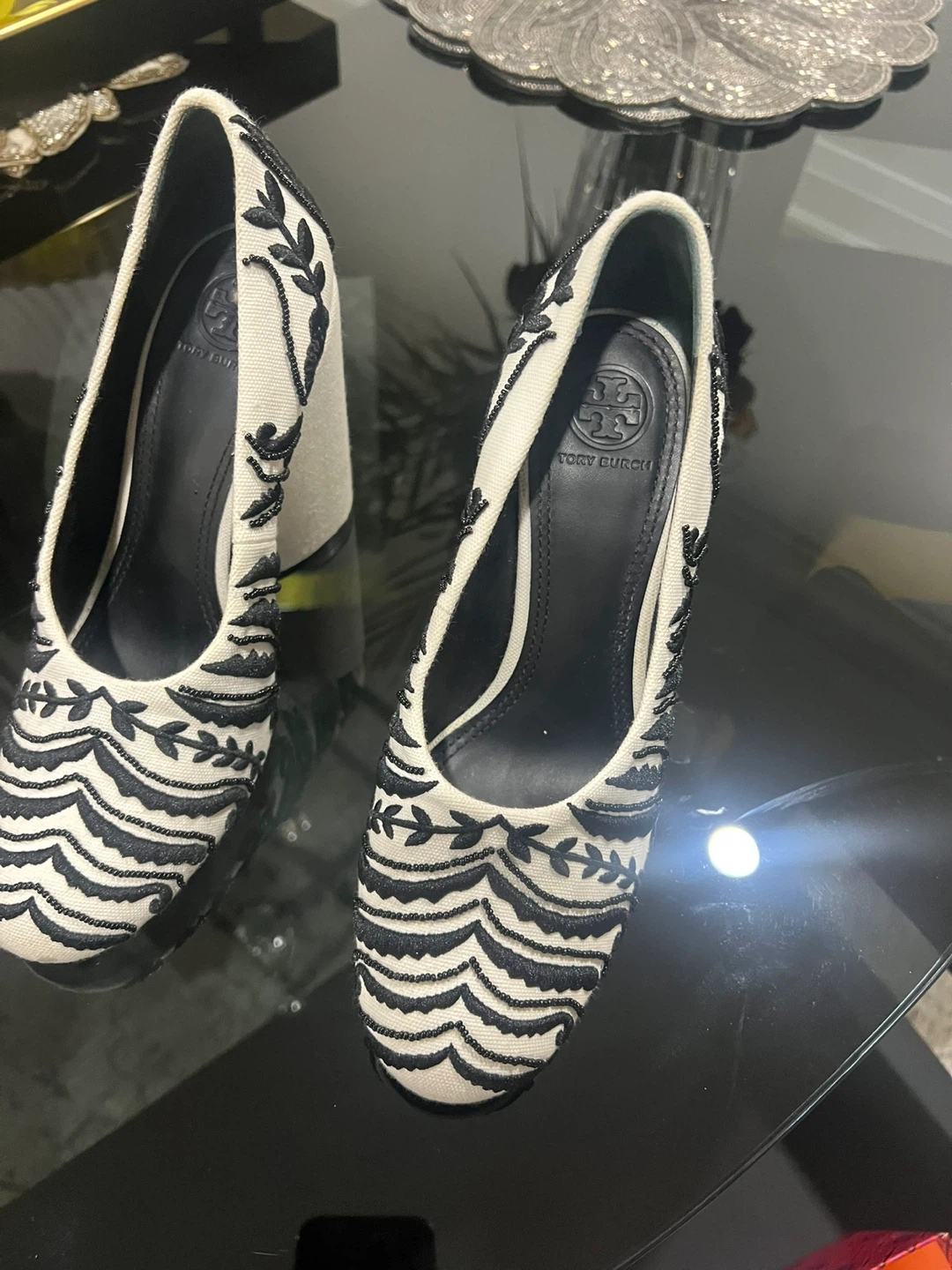 Tory Burch Embroidered Heels