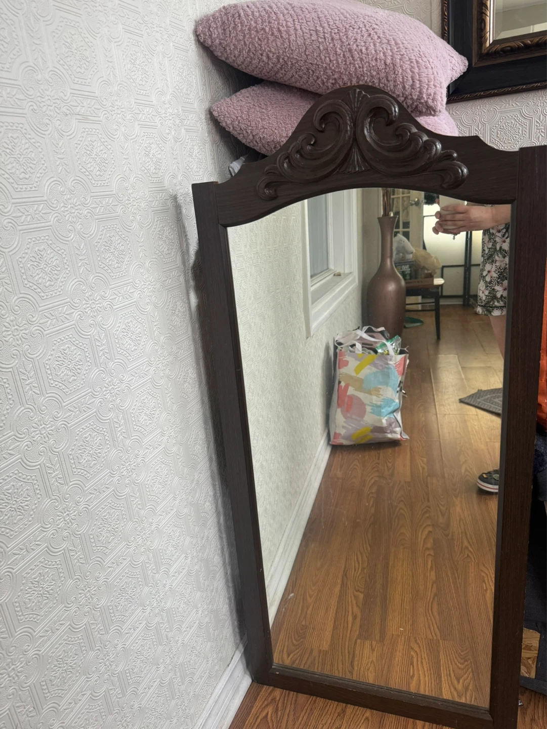 Moving SALE - Dark Wood Framed Standing Mirror - photo 3