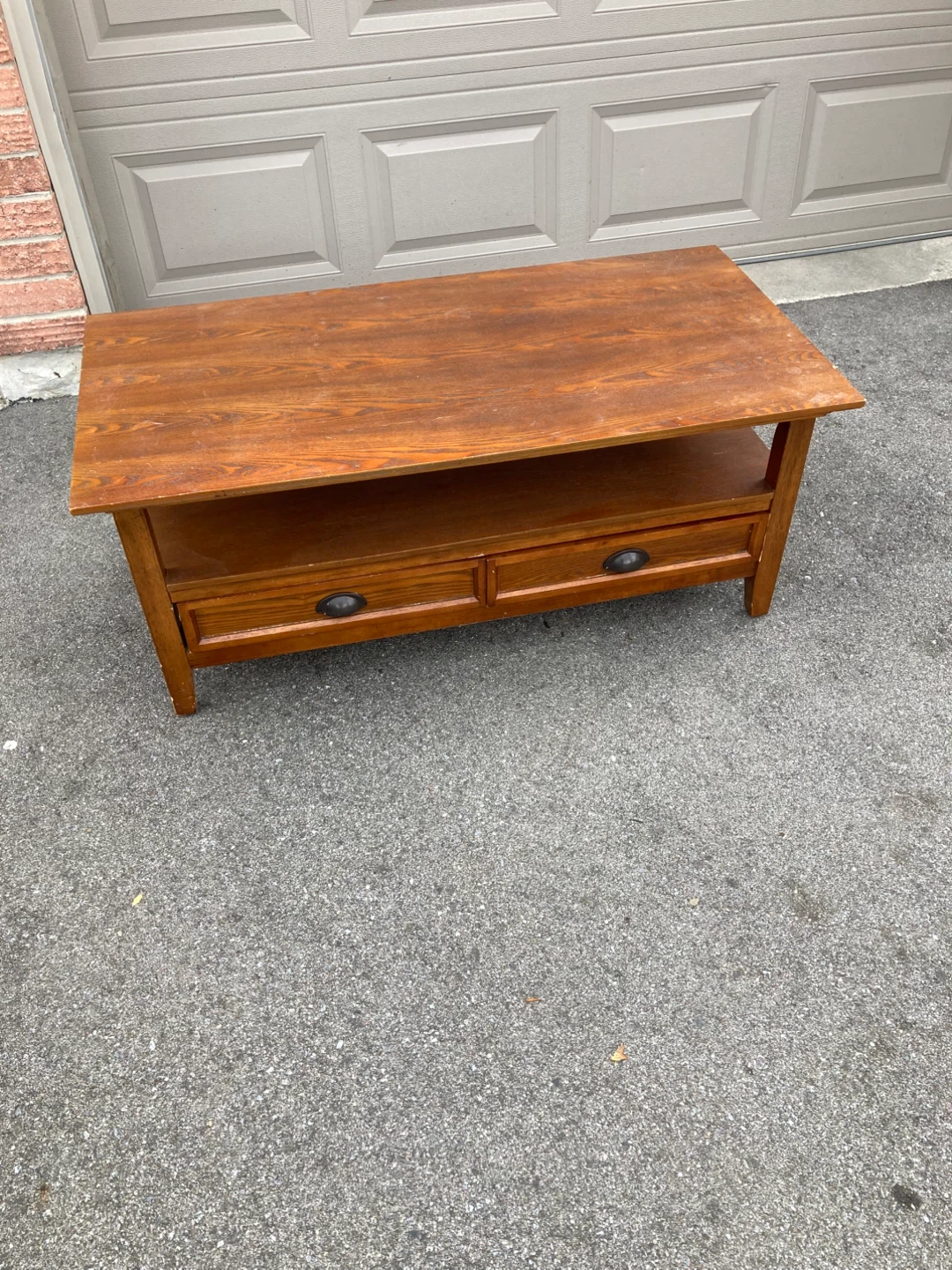 Wooden Coffee Table with Two Drawers