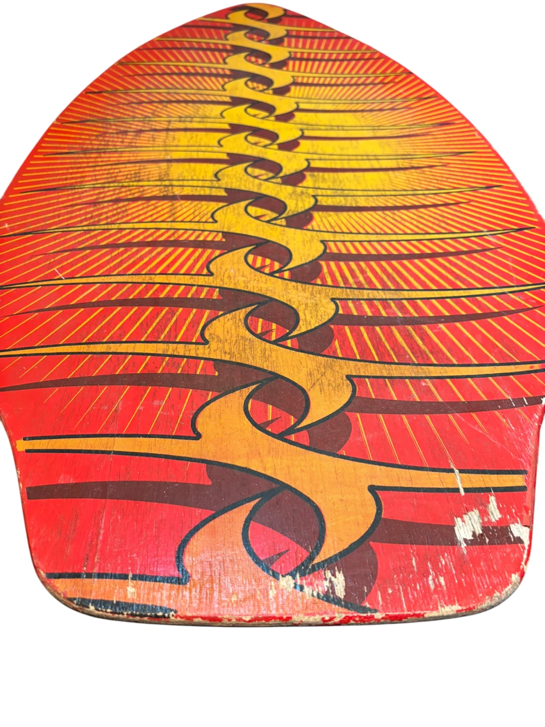 Custom Wood Skimboard - Red/Yellow Sunburst Design - photo 3