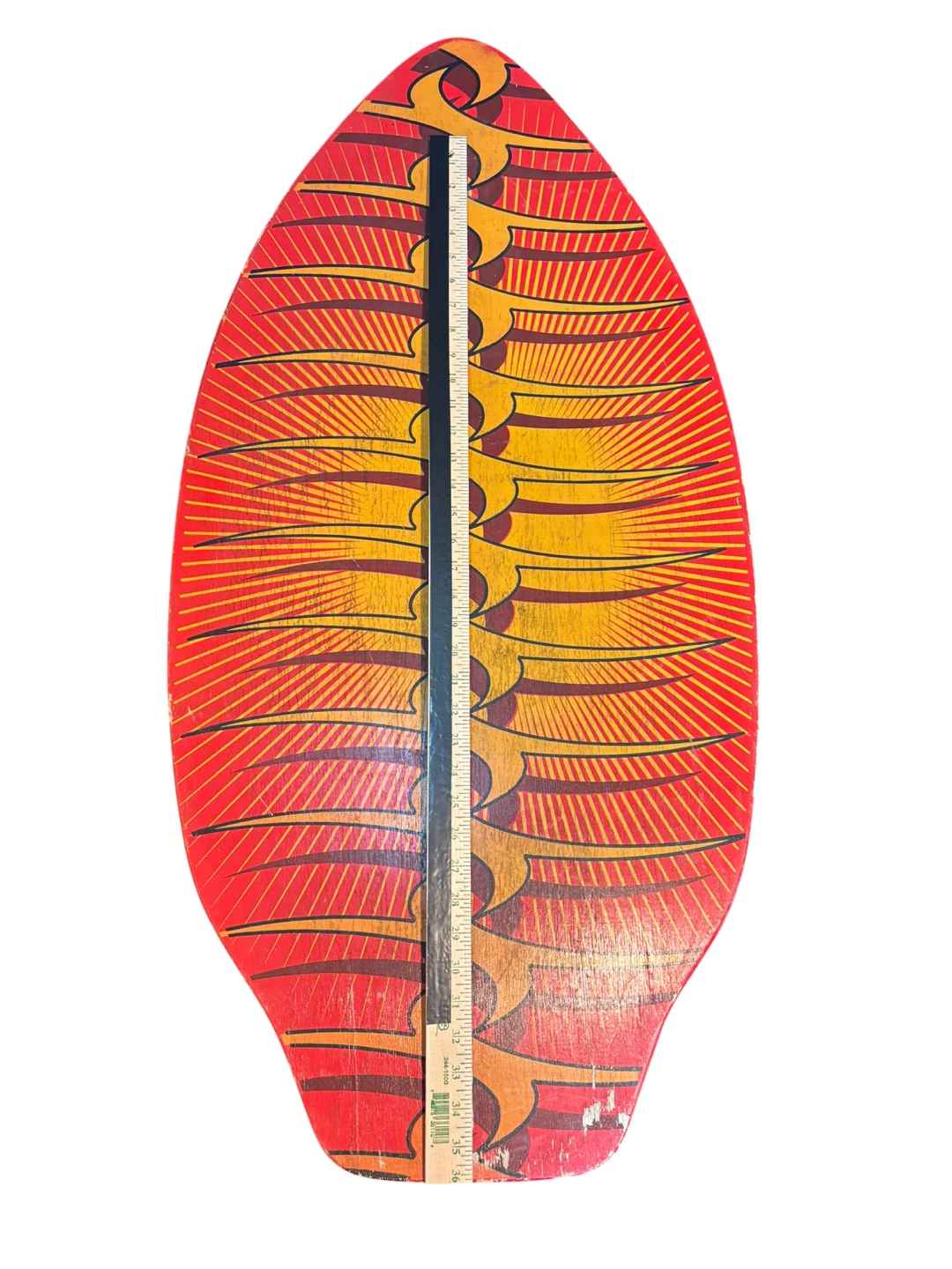 Custom Wood Skimboard - Red/Yellow Sunburst Design - photo 2