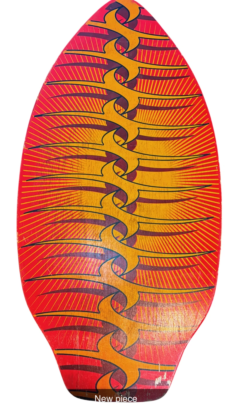 Custom Wood Skimboard - Red/Yellow Sunburst Design - photo 5