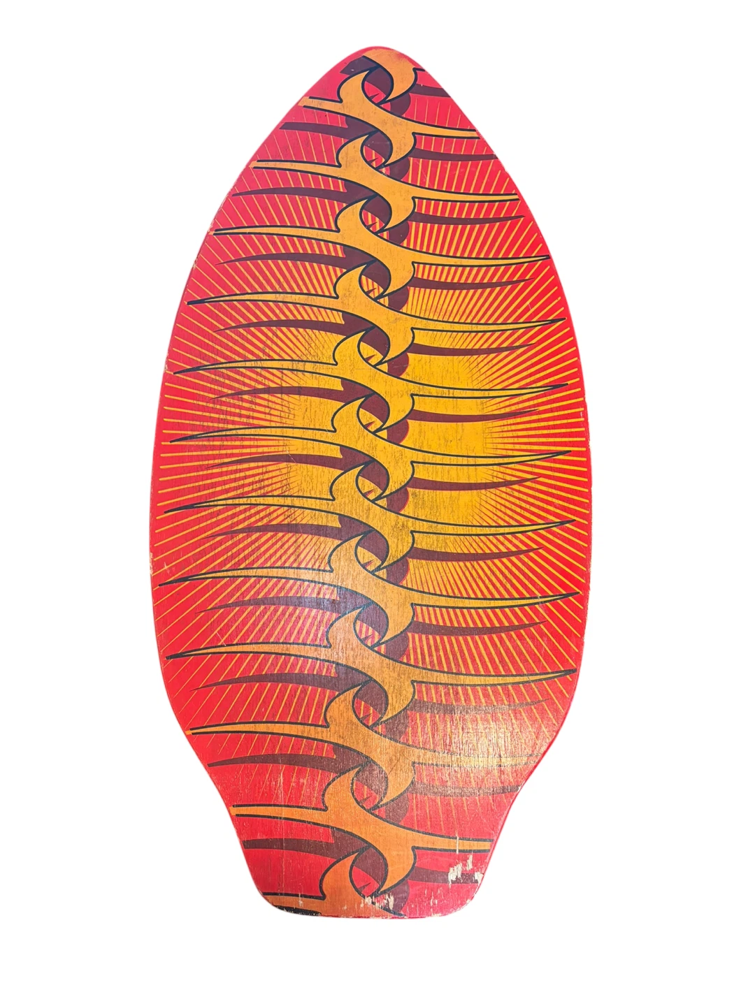 Custom Wood Skimboard - Red/Yellow Sunburst Design