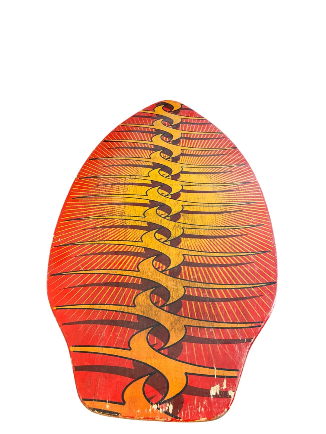Custom Wood Skimboard - Red/Yellow Sunburst Design - photo 4