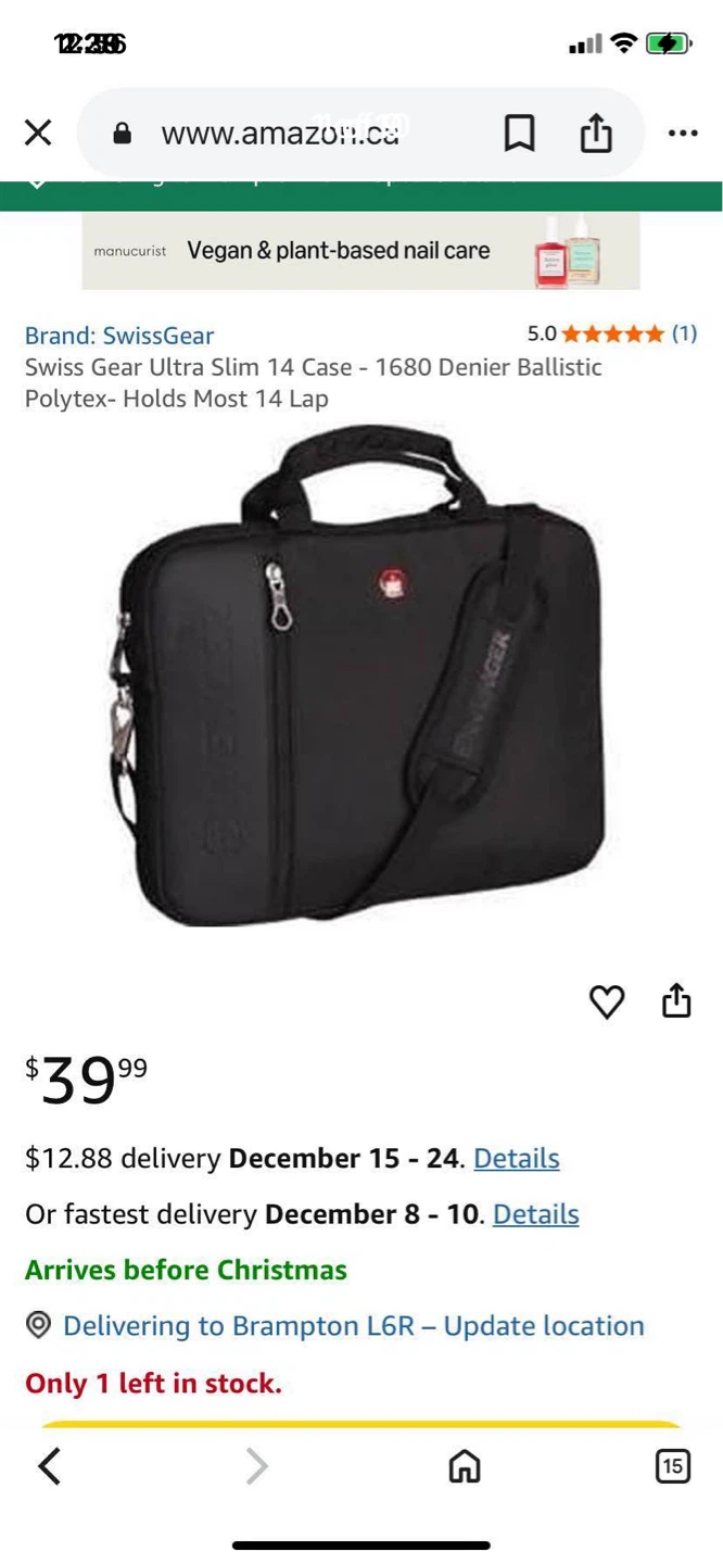 Swiss Gear Ultra Slim 14" Laptop Case