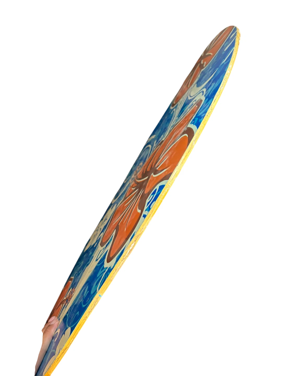 Vintage Wooden Surfboard / Balance Board with Tropical Design - photo 5