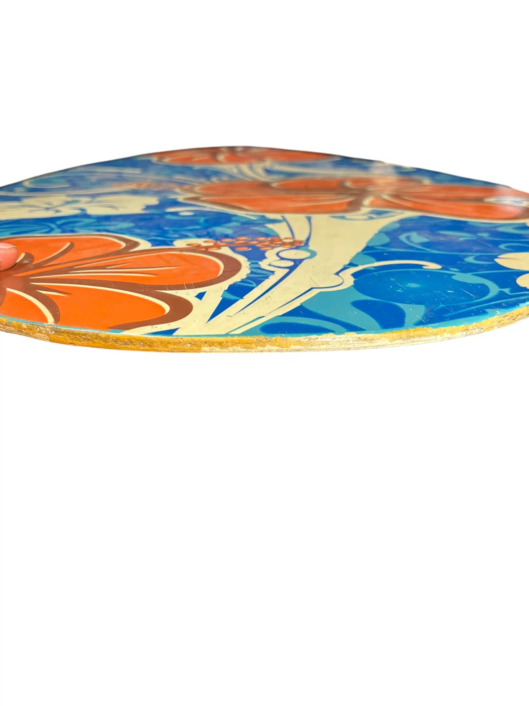 Vintage Wooden Surfboard / Balance Board with Tropical Design - photo 3