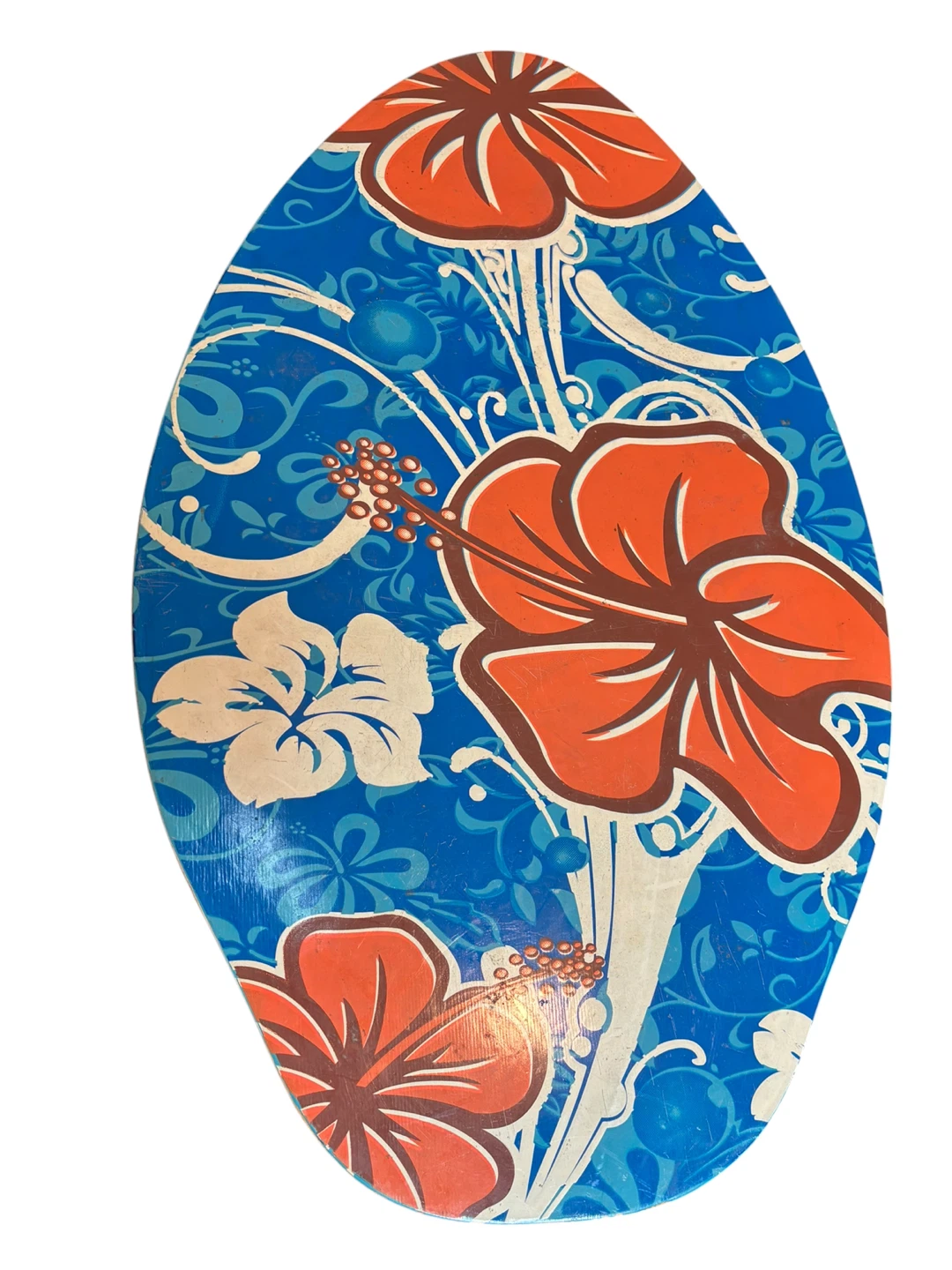Vintage Wooden Surfboard / Balance Board with Tropical Design