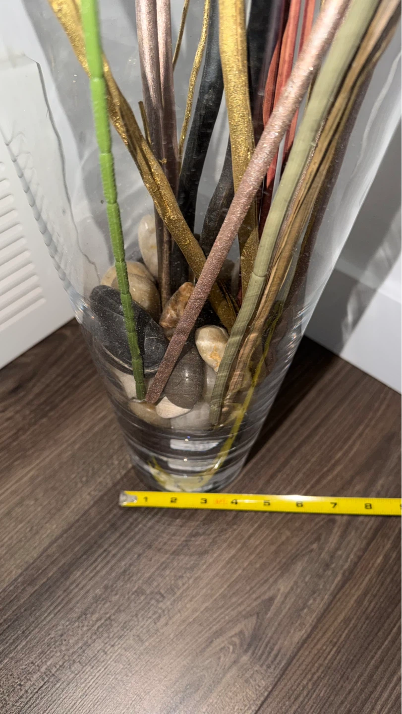 Tall Glass Vase with Decorative Branches and Stones - photo 2