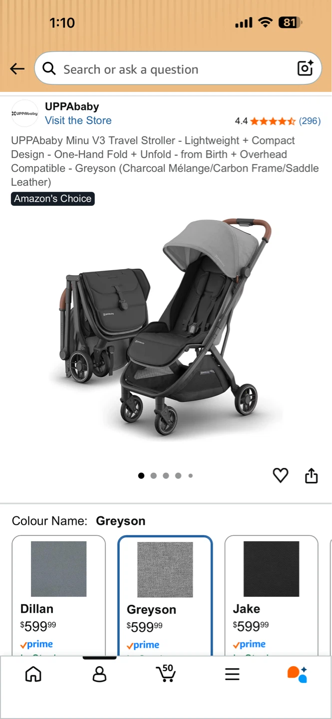 UPPAbaby Minu V3 Travel Stroller - Greyson