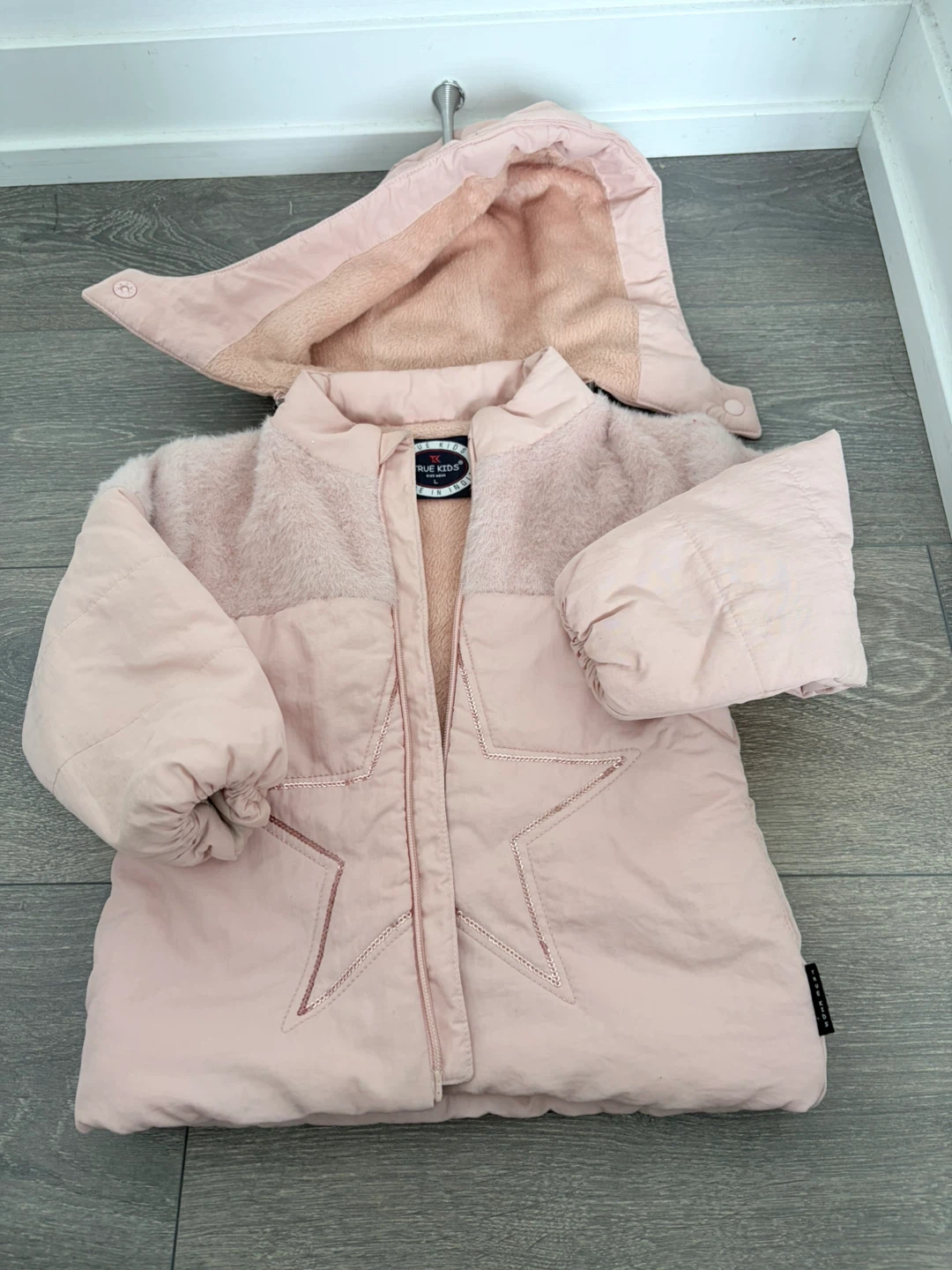 Pink Puffer Coat with Stars - True Kids