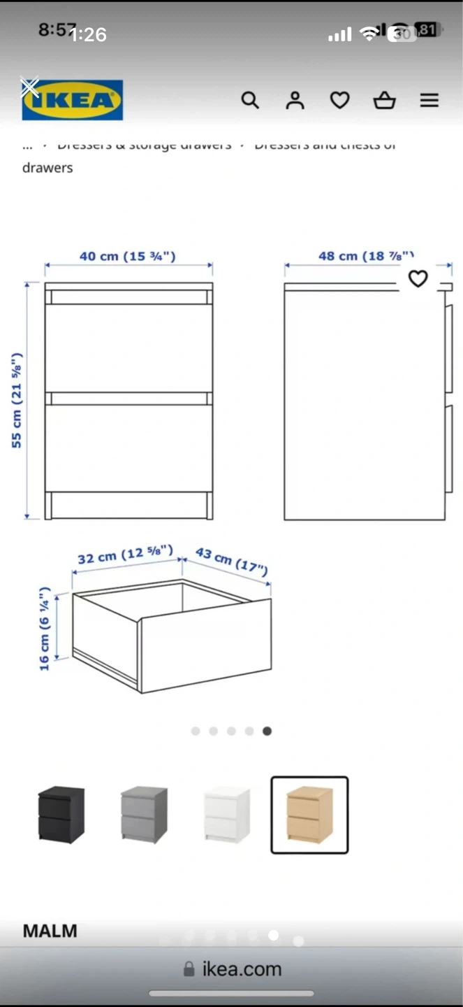 Ikea Malm 2 Drawer Nightstand - photo 4