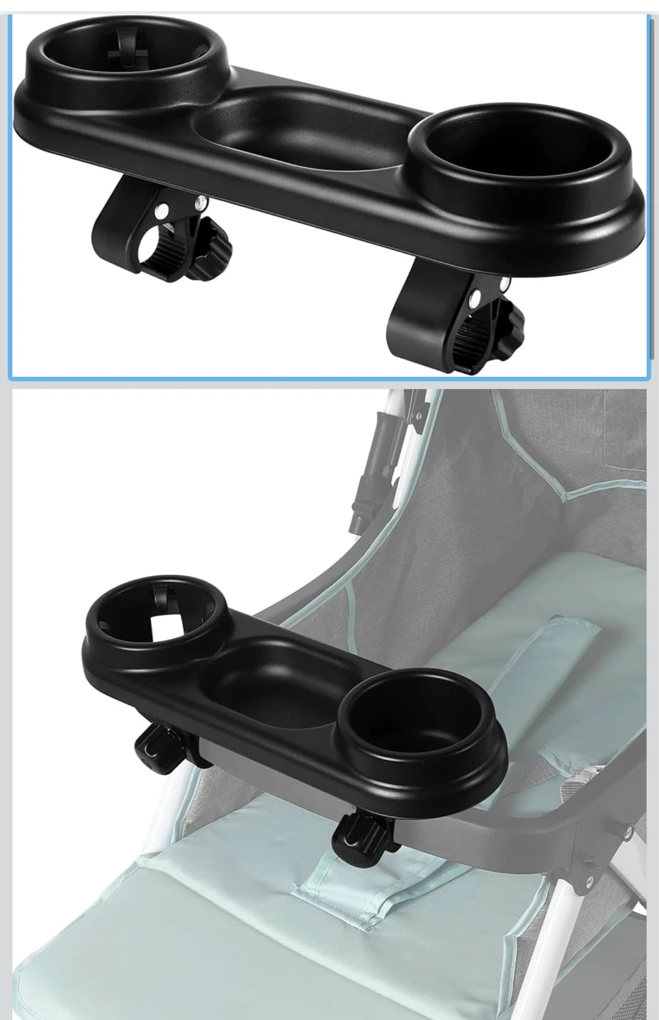Black Stroller Cup Holder Tray