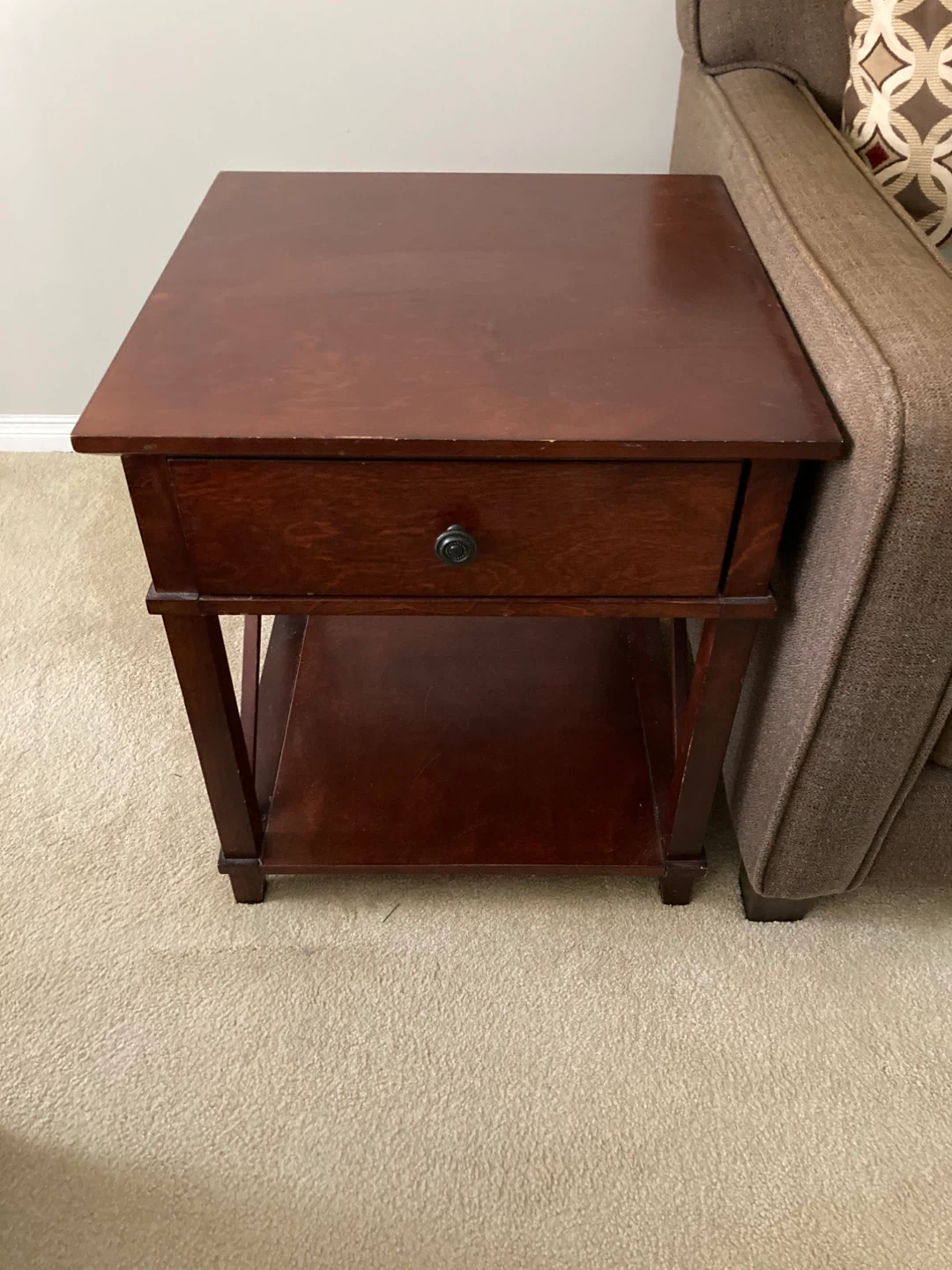 Wooden End Table with Drawer - photo 2