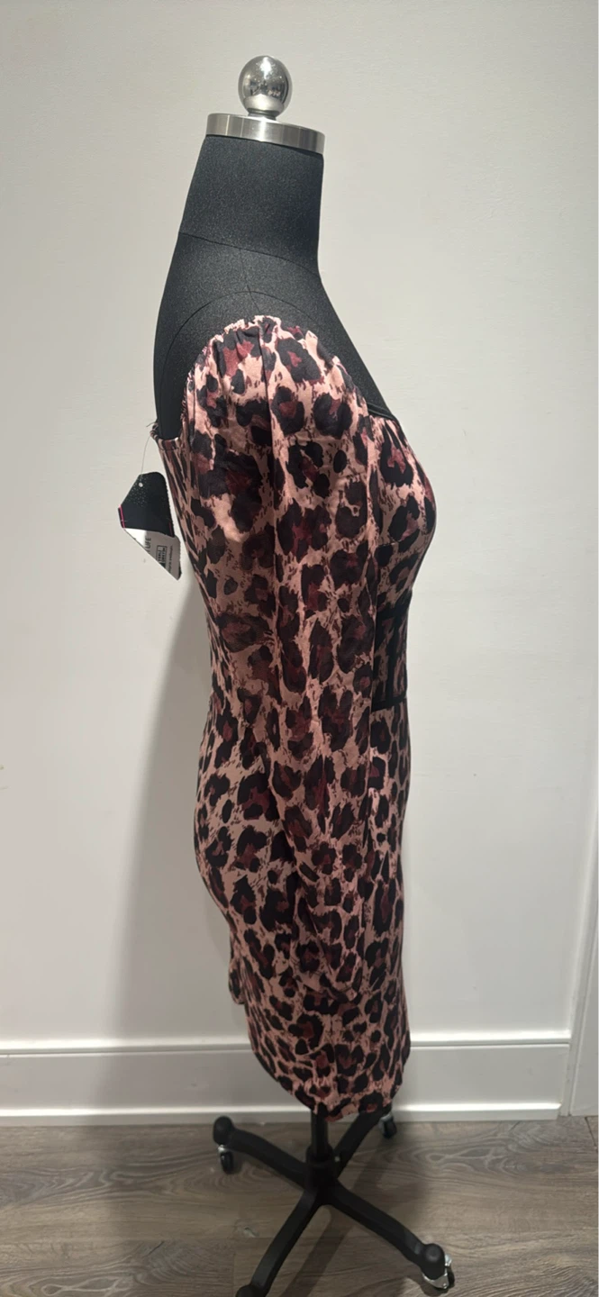 Leopard Print Mesh Sleeve Mini Dress - photo 4