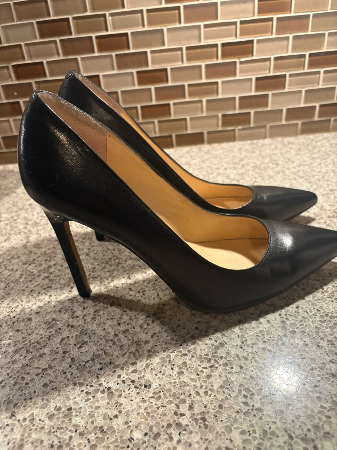 Ivanka Trump Black Leather Stiletto Heels