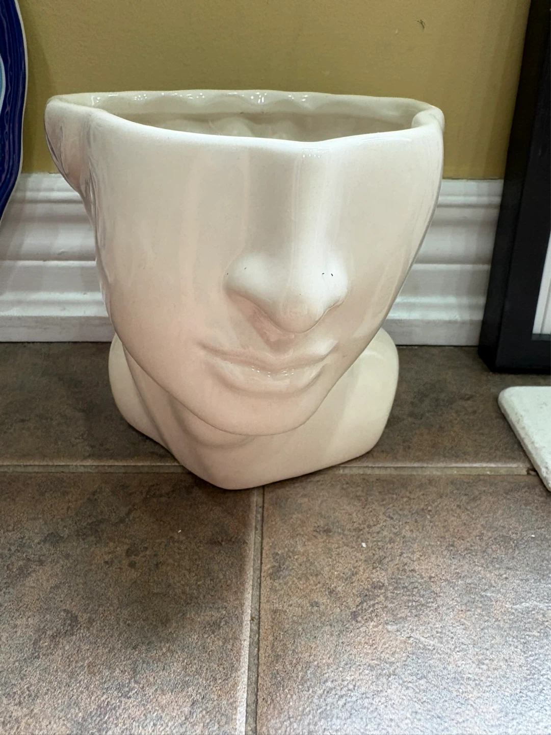 H&M White Ceramic Face Planter