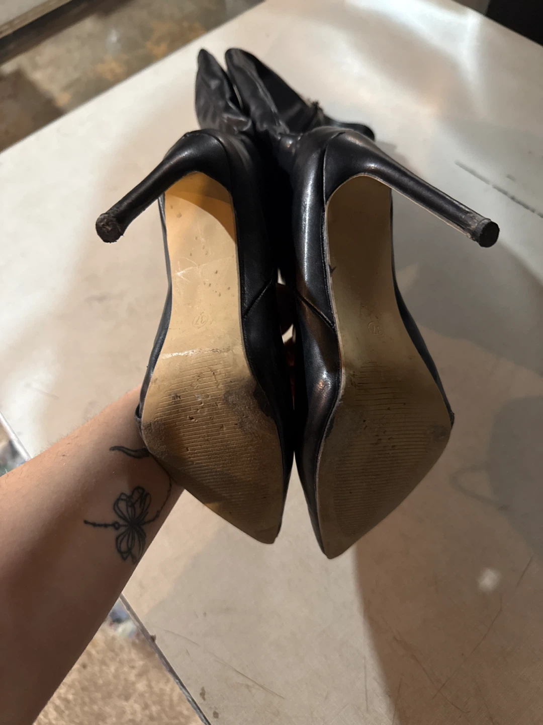 Black Stiletto Heel Knee-High Boots - photo 2