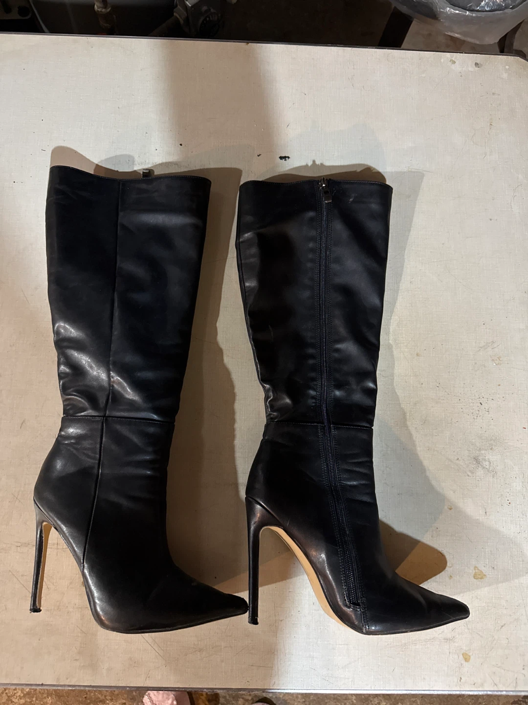 Black Stiletto Heel Knee-High Boots