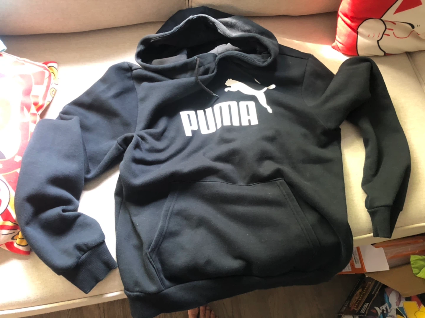 Puma Black Hoodie with Logo - Size M