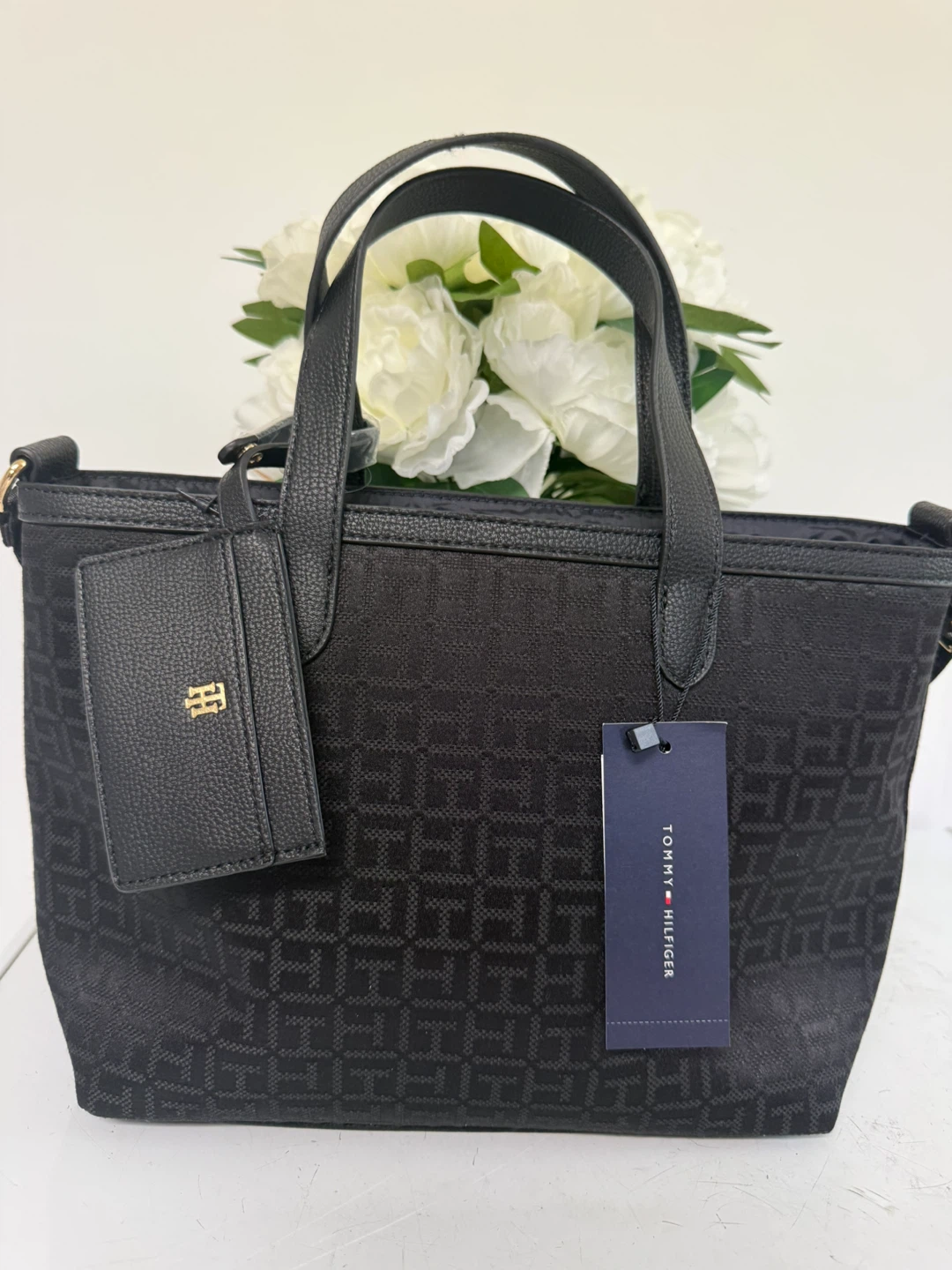 Tommy Hilfiger Black Monogram Tote Bag with Coin Pouch - photo 2