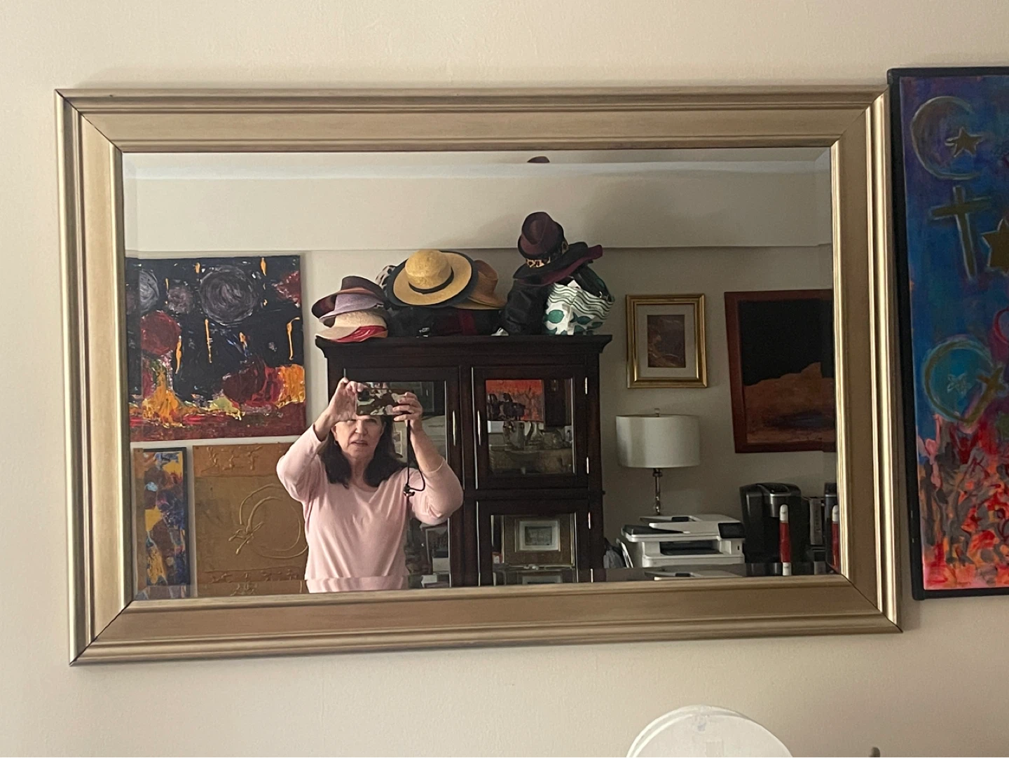 Large Beveled Wall Mirror with Gold Frame - photo 2