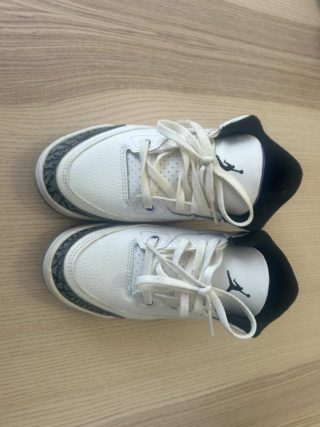 Jordan 3 Little Kids Shoes White Purple UK 11.5