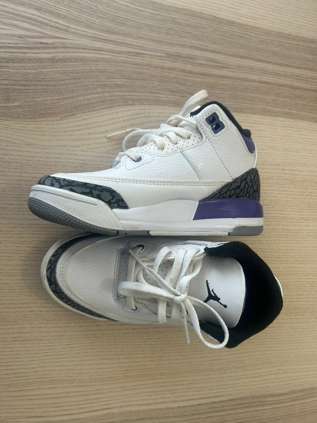 Jordan 3 Little Kids Shoes White Purple UK 11.5 - photo 3