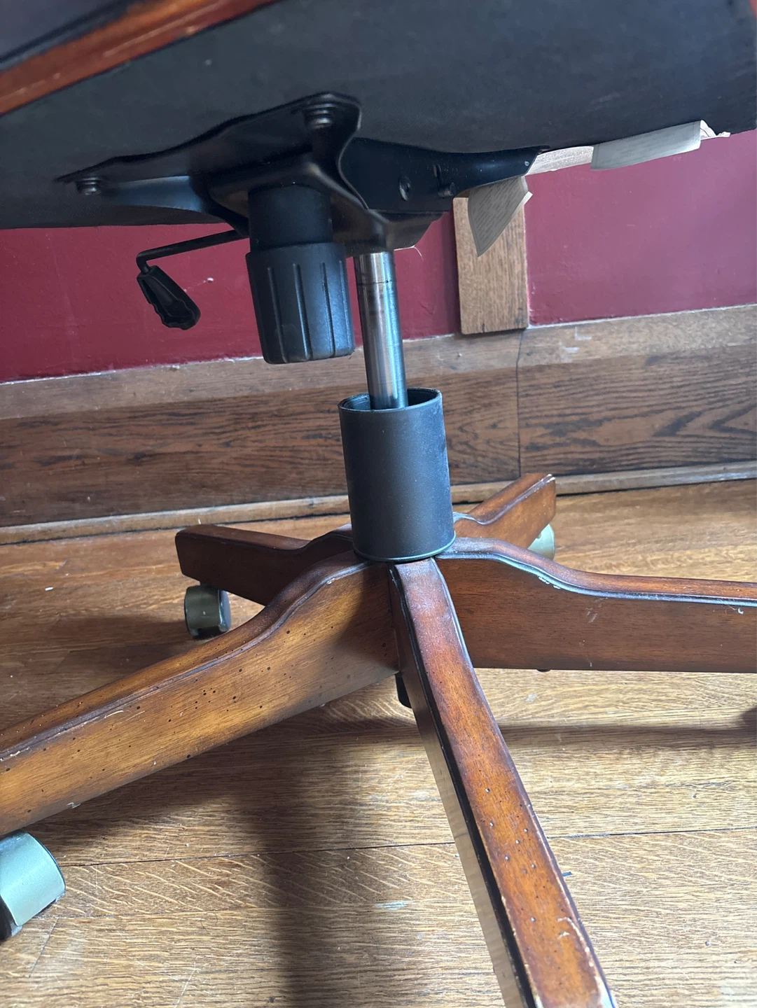 Wooden office chair with patterned upholstery - photo 3