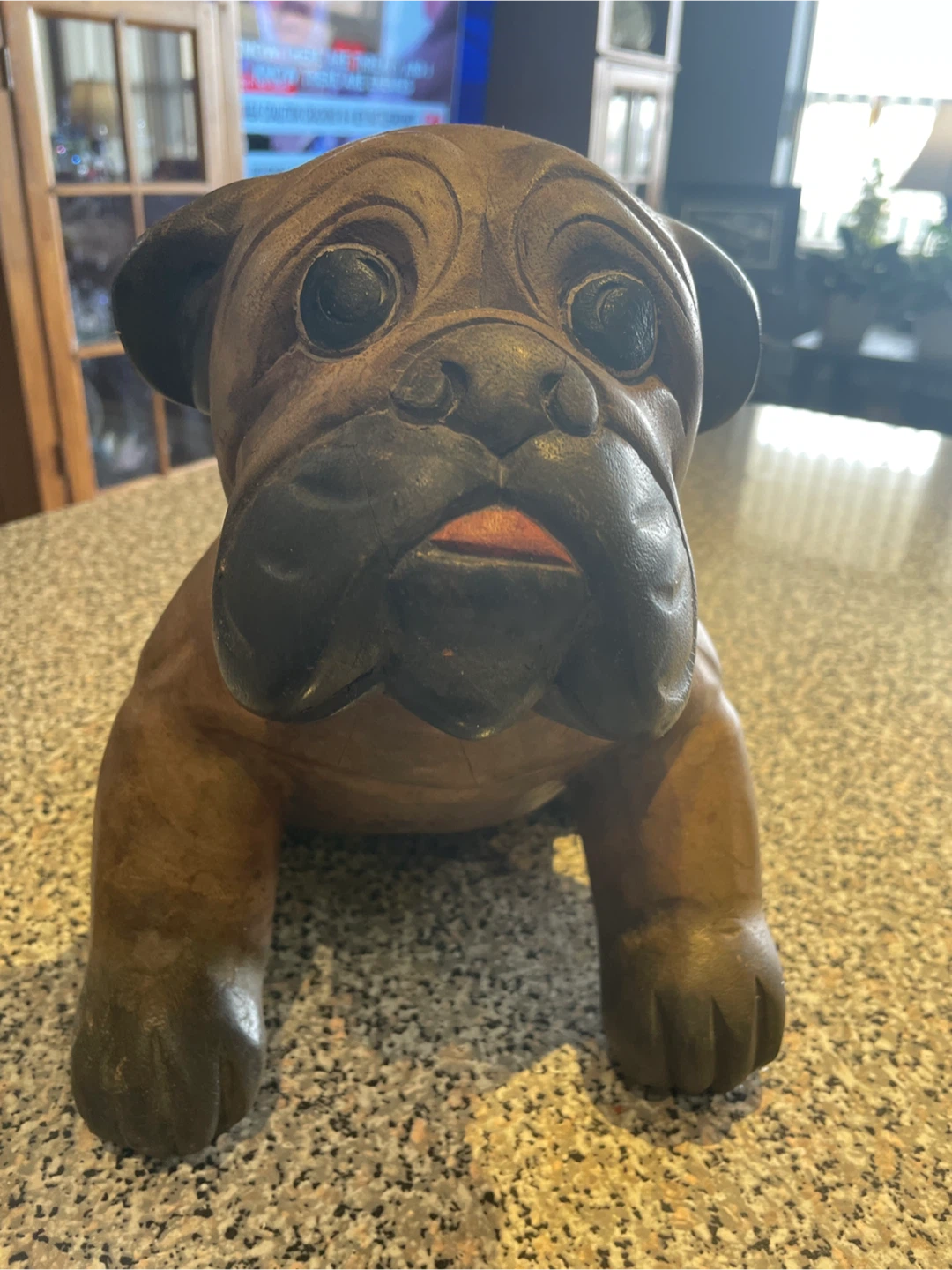 Wooden Bulldog Figurine