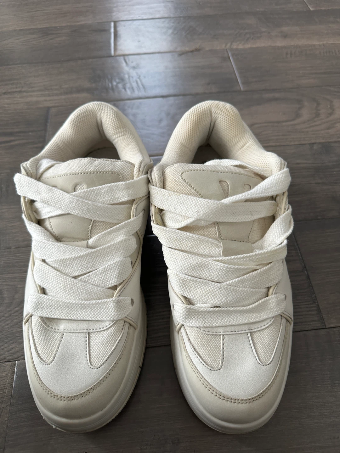Cream/Off-White Lace-Up Sneakers - Size 43 EUR