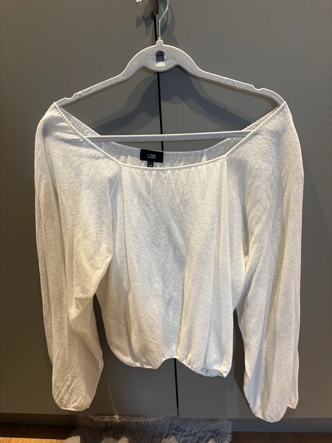 LINE White Cotton Linen Blend Top Size S/P - photo 2