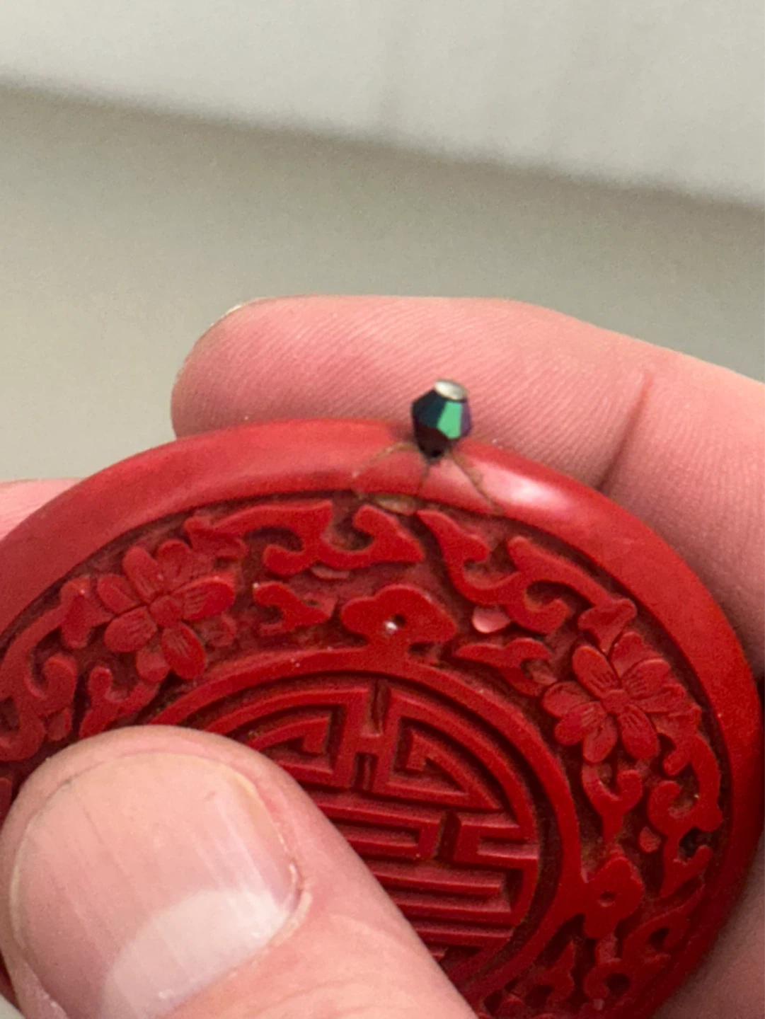 Vintage chinese cinnabar medalion - photo 4